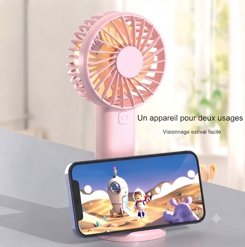 Mini Ventilateur Portable Rechargeable - 3 Vitesses, Silencieux & Compact
